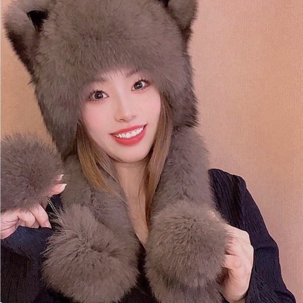 Cozy Brown Faux Fur Hat with Pom Poms